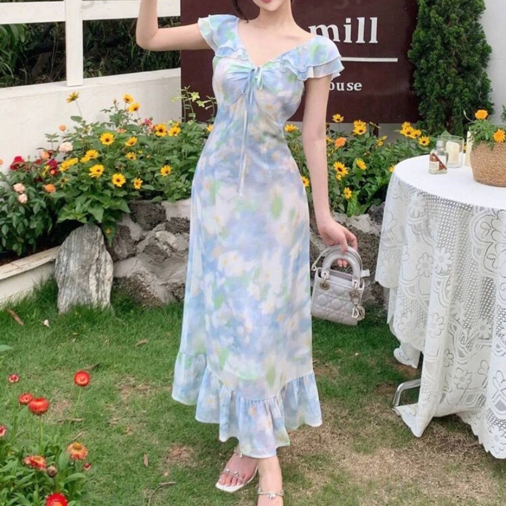 Floral ruffled maxi dress